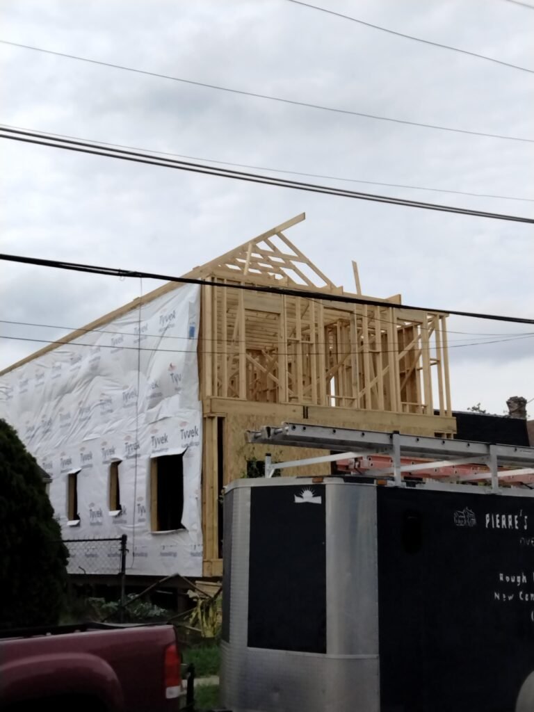 Frame of a house under construction in up town new orleans