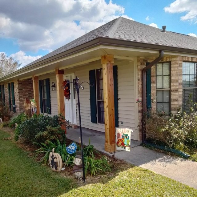 Installation of vinyl siding, roof, gutters soffit to give this house a new look